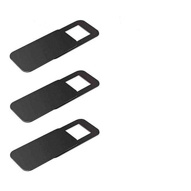 Cubierta de WebCam con imán deslizante, pegatina de privacidad de plástico para Macbook Pro, portátiles, IPad, IPhone, lente de teléfono, 3 uds.: Negro