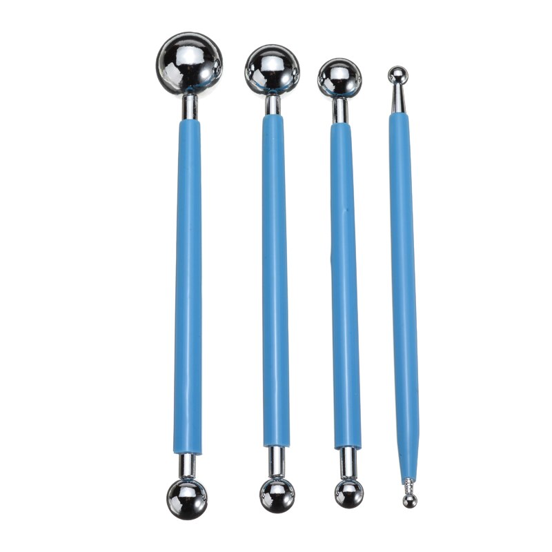 4x Modelling Ball Tool Rvs Nail Puntjes Tool Set Polymeer Klei Fondant Cake Decorating Nail Puntjes