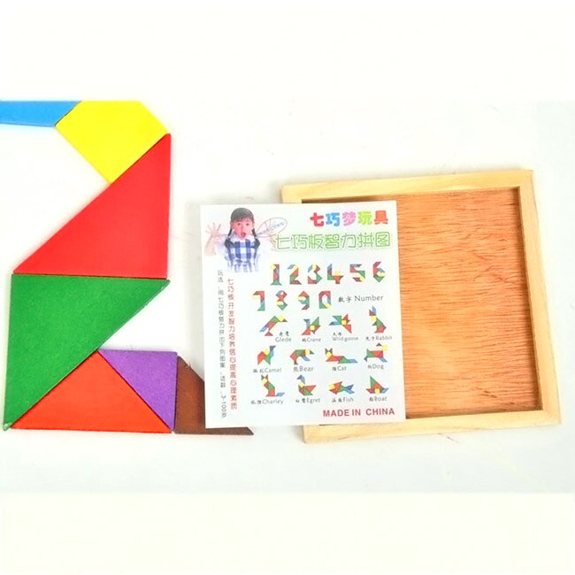 Houten Gekleurde Tangram Puzzel Vorm Cognitieve Intellectuele Ontwikkeling Kinderspeelgoed Kids Verlichting Speelgoed