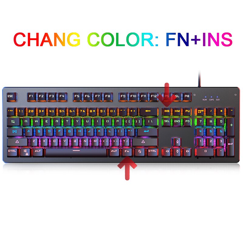 Gaming Mechanical Keyboard Punk Round Retro Keycap Backlit USB Wired Computer Peripherals