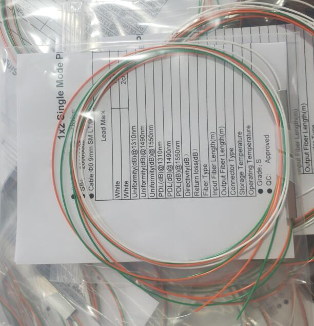 color optical fiber plc splitter 1x8 without connector 10pcs: 1x2 with colour