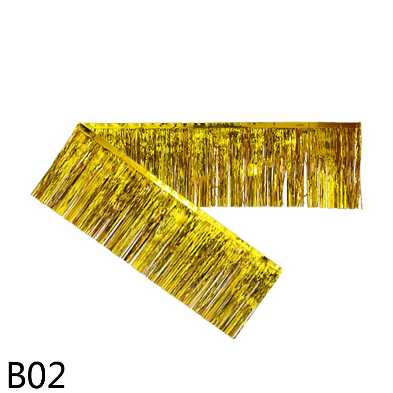 2Meter Glitter Folie Klatergoud Garland Gordijn Party Tafel Rok Regen Zijde Fringe Pull Bloem Bruiloft Verjaardag Festival Decoratie: B02