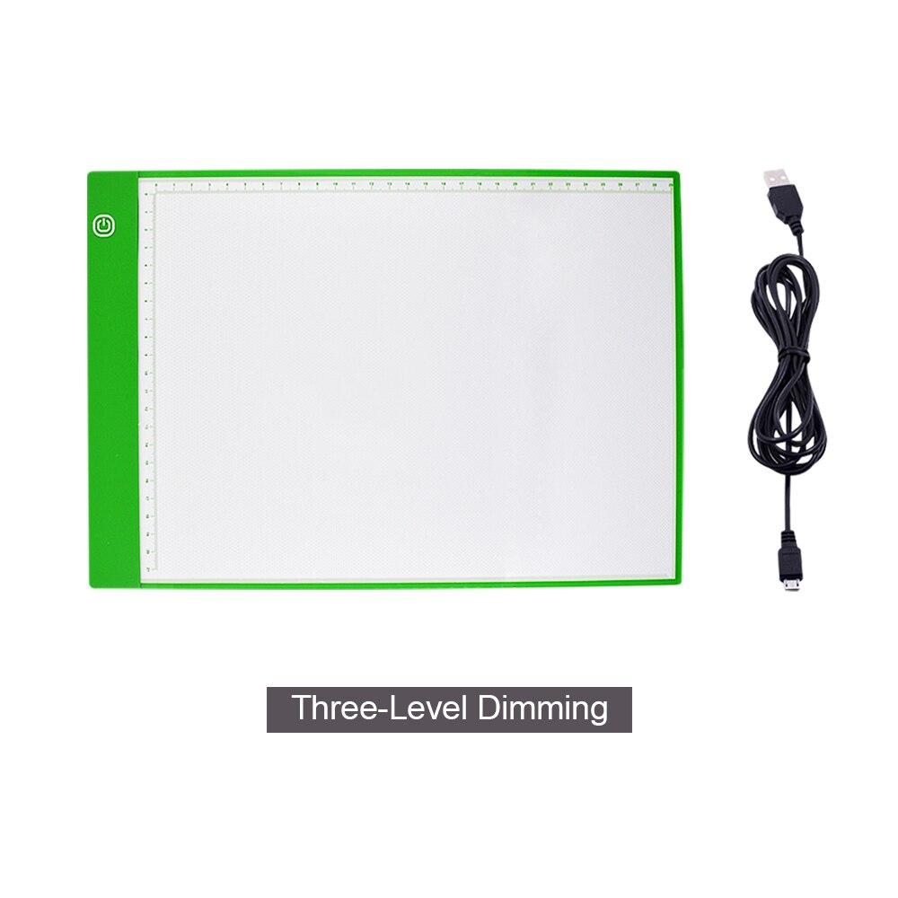 CHIPAL Scale A4 LED Drawing Tablet Digital Graphics Tablets Electronics USB Dimming Light Box Graphic Art Writing Copy Board: Green Scale 3-Level