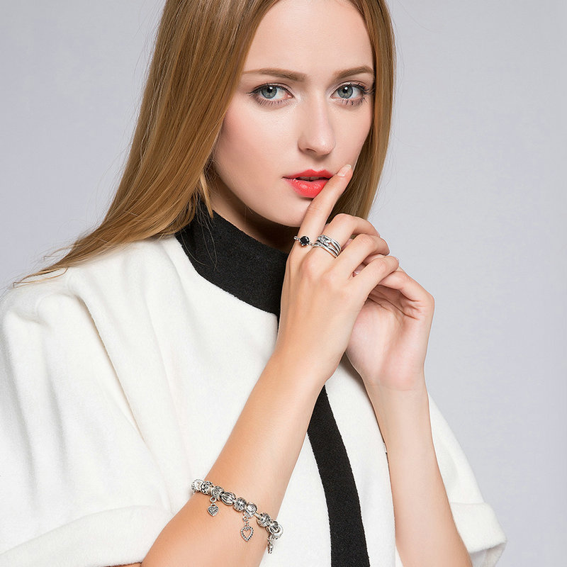 WOSTU Silver color DIY Beads Bracelet for Women Jewelry Original Charm Bracelets Pulseira XCH1431