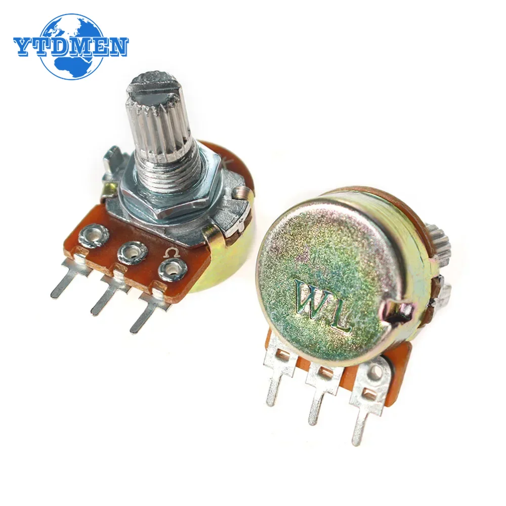 Potenciômetro linear wh148 15mm 3 pinos com porcas e arruelas wh148 b1k b2k b5k b10k b20k b50k b100k b250k b500k b1m com 10 tamanhos
