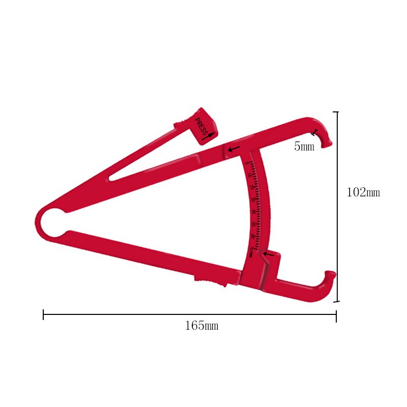 Caliper Tool Tester With Measure Chart for Accurate Skinfold Body Fat Percentage: red