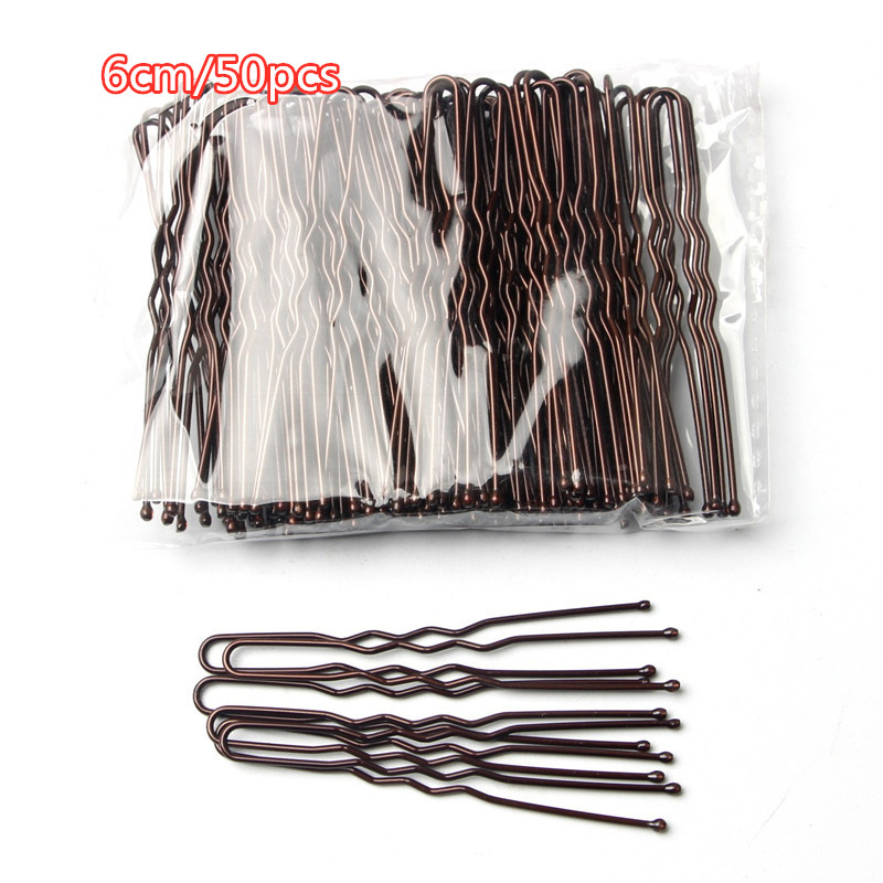 Horquilla básica de Metal chapada en oro y marrón en forma de U, horquilla Invisible para estilismo del cabello, accesorios para el cabello de salón, agarre seguro para el cabello: Oro