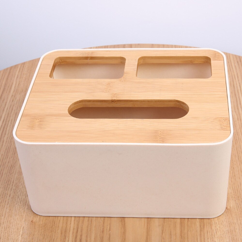 Tissue Box Holder Multifunction Desktop Container Sundries Organizer for Living Room Bedroom (White)