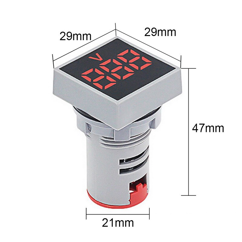 LED Display Voltmeter 22mm Square 12-500V Tester Meter Monitor LED Indicator Lamp Light Display DIY