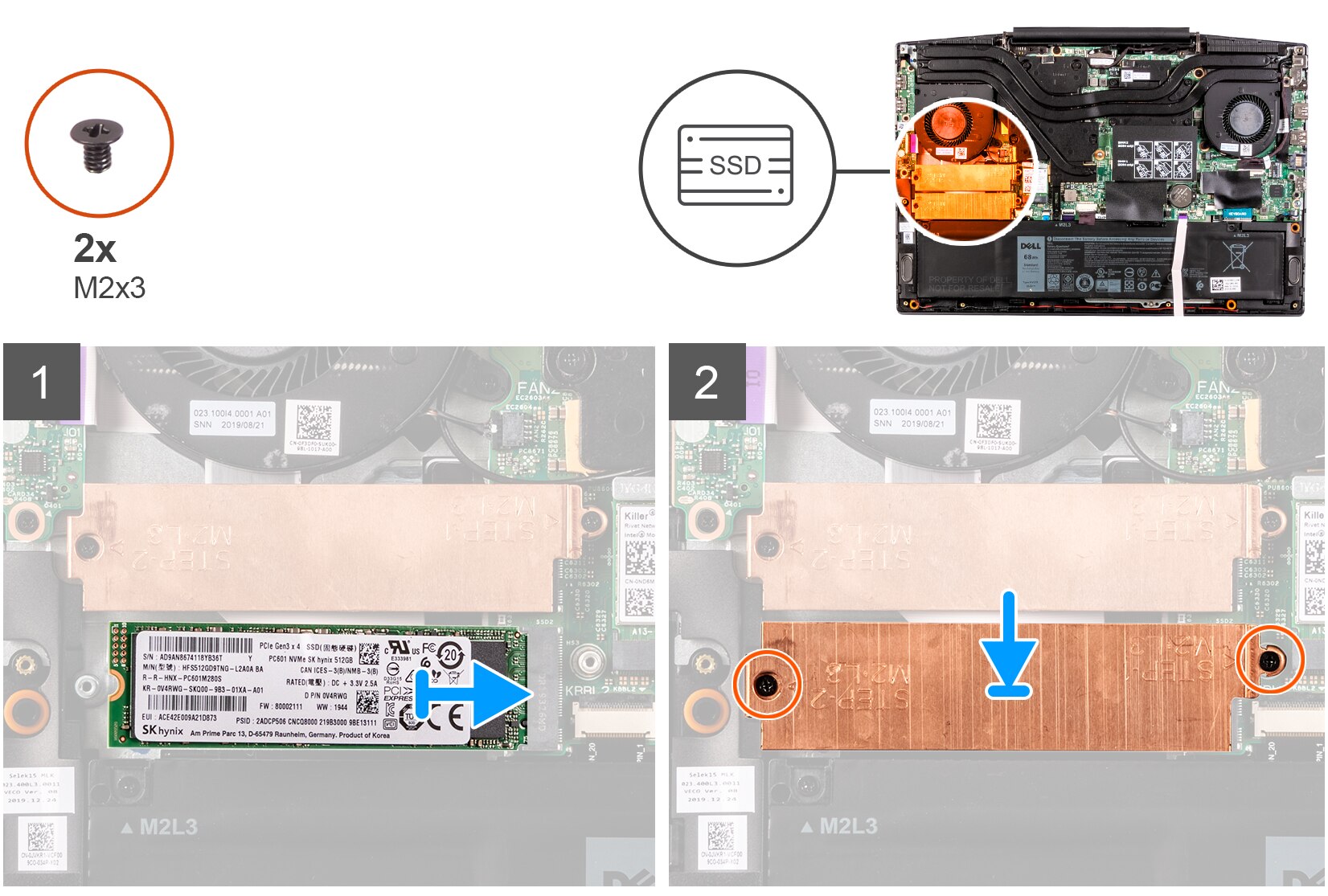 2nd Second NVMe M.2 2280 SSD Heatsink Hard Drive Cover for Dell G3 3500 G5 5500 Gaming Laptop 0YX0F3 YX0F3