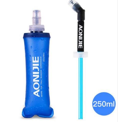 AONIJIE 170ml 200ml 250ml 350ml 500ml 600ml Running Sport Bicycle Soft Water Bottle Folding TPU Soft Flask Water bag: 250ml with straw