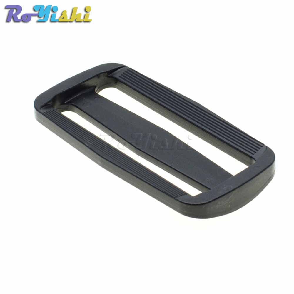 10pcs/pack 60mm Webbing Plastic Curve Slider Tri-Glide Adjust Tri-ring Buckles Backpack Straps Black