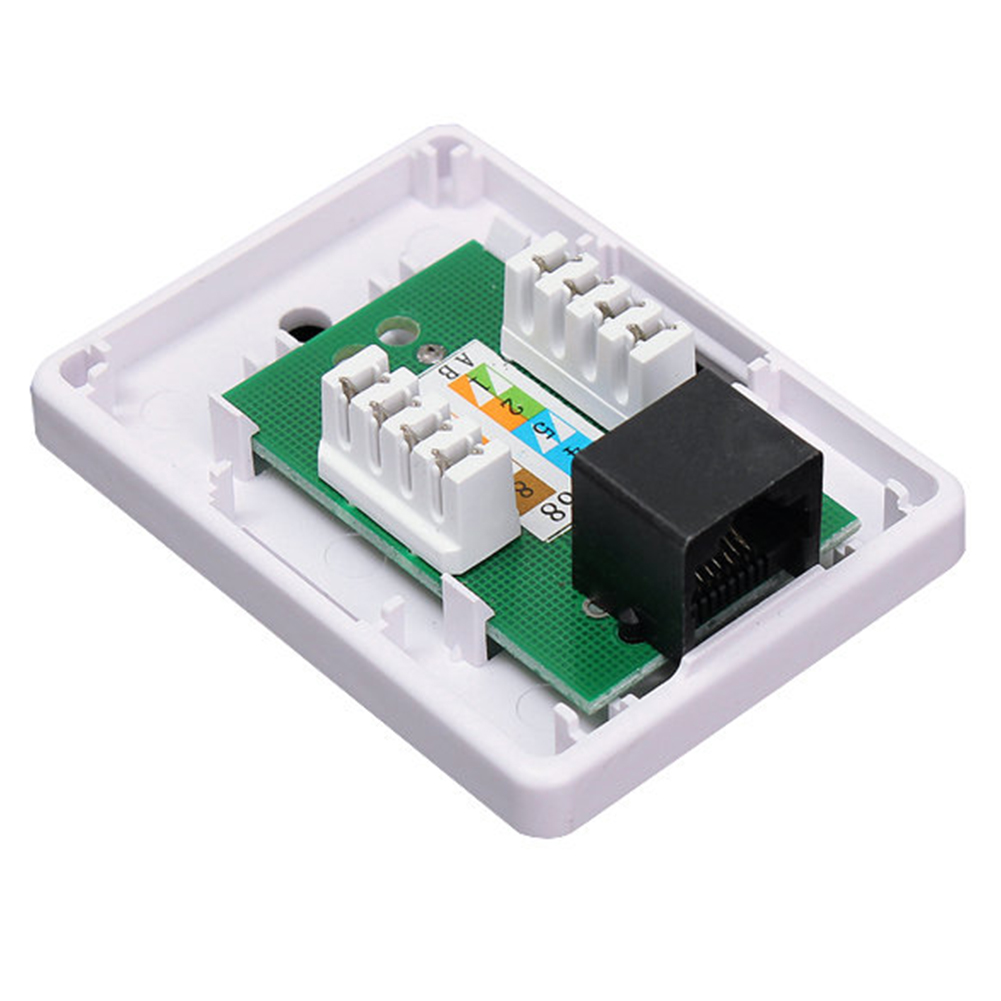 RJ45 Box Desktop White Junction Information Module Network Connector Ethernet Single Port Extension Cable Unshielded