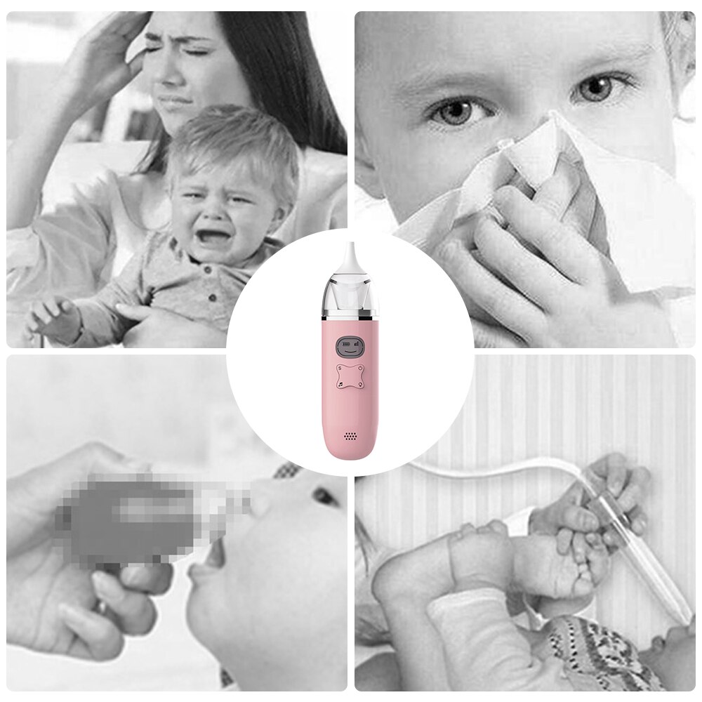Aspiratore nasale per bambini aspiratore nasale elettrico con 2 punte in Silicone 3 livelli di aspirazione ventosa automatica per neonati
