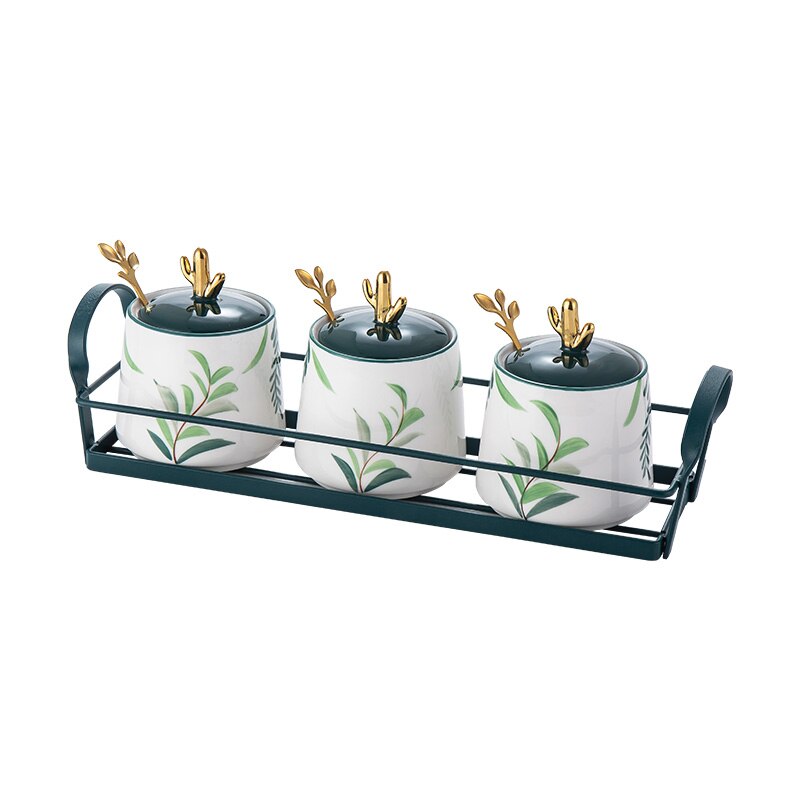 Japanse keramische kruidenpot (set van 3 stuks) zout suiker peper kruidenpot keuken sauspotten rek opbergfles organizer doos: 3 foto's--lysl