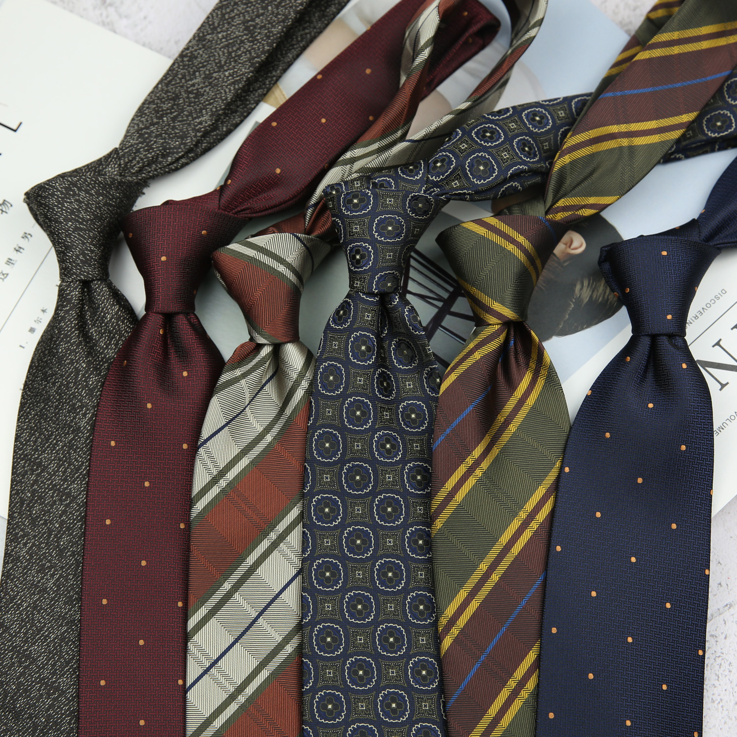 Krawatte Gravatas gewebte 8 cm gestreifte Krawatte Hochzeitsaccessoires Blau Mann Punkt passen Gruppe Party Büro Krawatten