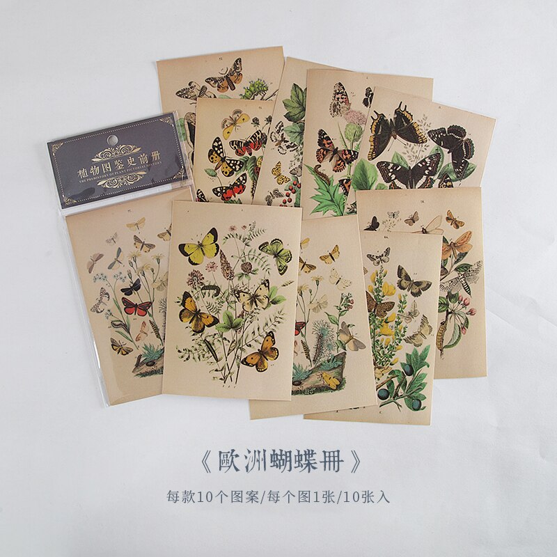 Papel de fundo de borboleta, papel de lixo de papel de diário, scrapbook de plantas, decorativo, vintage, papel de fundo de artesanato faça você mesmo com 10 peças: D