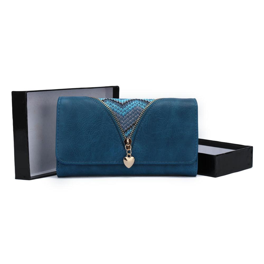Pu Leder Frauen Brieftaschen Weibliche Lange Geldbörsen Geld Taschen praktisch Tasche Damen Reißverschluss Brieftasche Karte Halfter Kupplung VKP1463: Blau