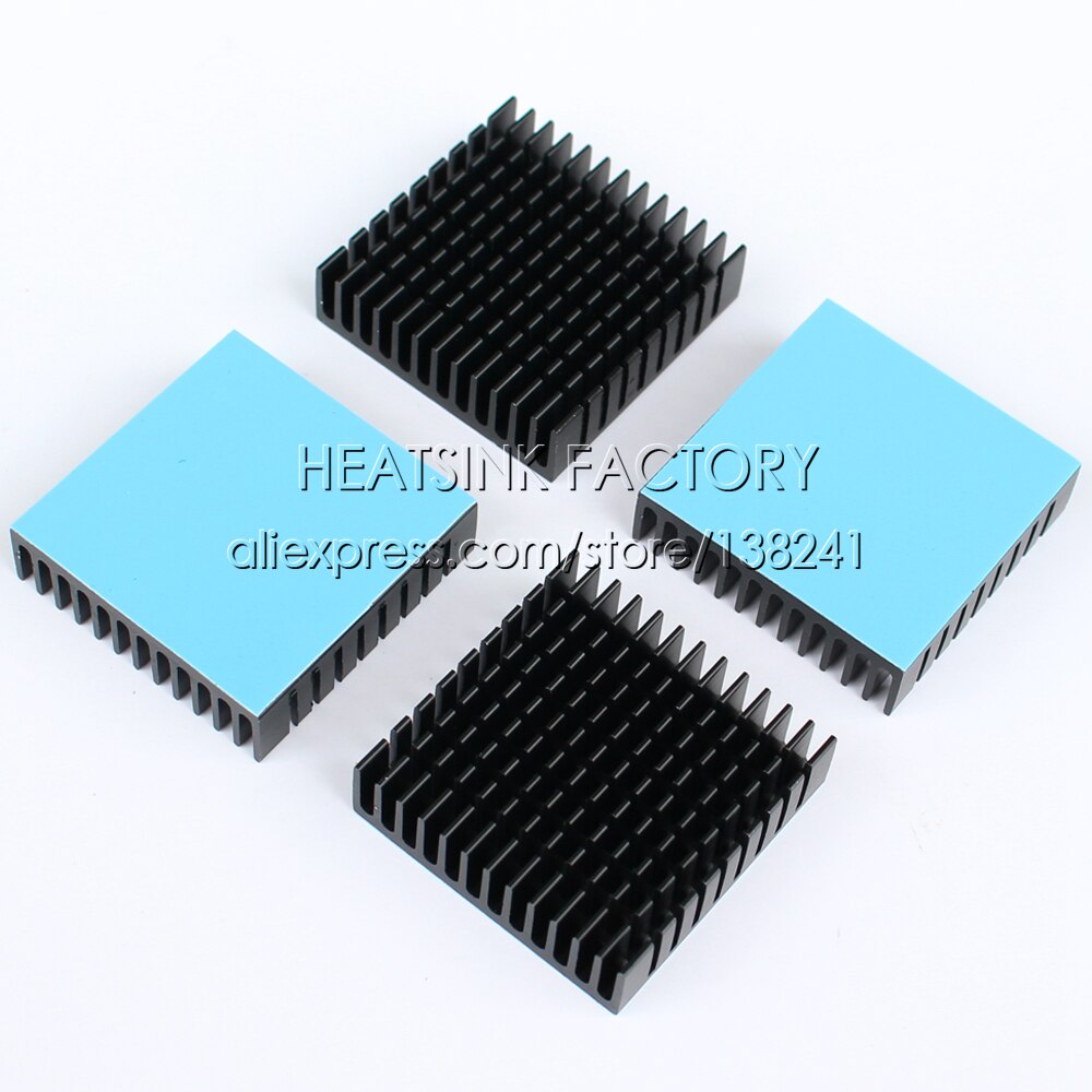 2 st radiator aluminium kylfläns 40mm x 40mm x 11mm kylfläns extruderad profil värmeavledning för kylning: Svart
