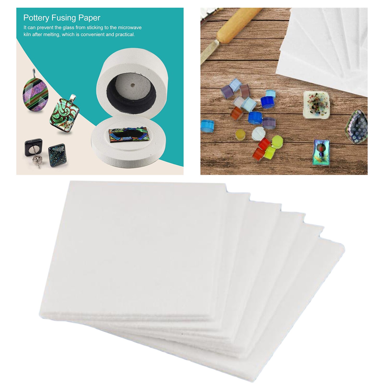 50pcs Glass Fusing Paper 80x80mm Ceramic Fiber Papers Melt Lining Paper