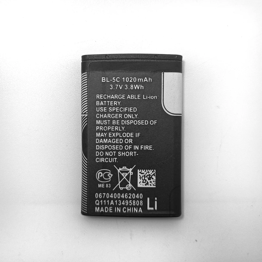 1/10pz 3.7V 1020mAh BL-5C BL5C BL 5C Batteria Batterie Ricaricabili per Nokia 2112 2118 2255 2270 2280 2300 2600 2610 3125 3230