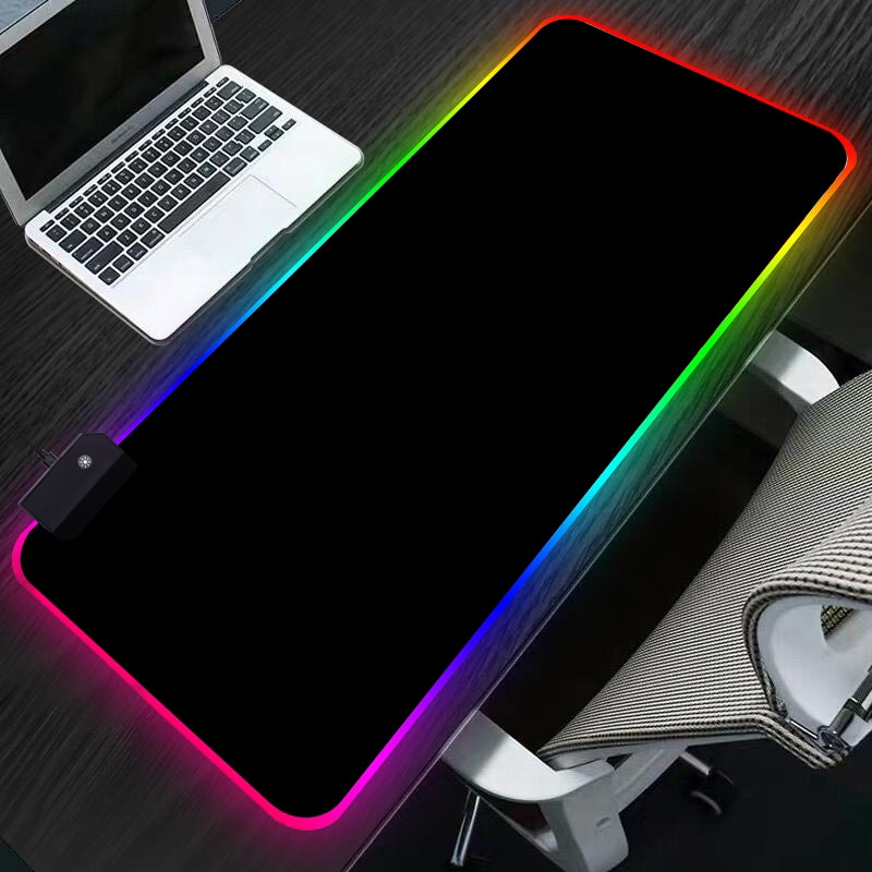 Sovawin Rgb Gaming Muismat 80X30Cm Alle Zwart Led Licht Computer Mousepad Xl Gamer Bureau Mat Pad antislip Voor Pc Toetsenbord Laptop