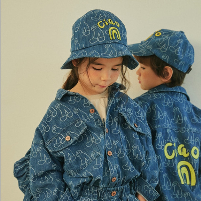 Enkelibb korea merk kinder denim hoed luipaardpatroon kinderhoeden europese en amerikaanse stijl kinder stijlvolle hoeden