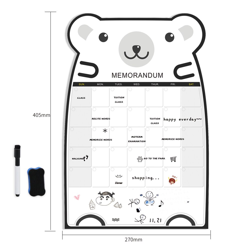 Cartoon Magnetische Kalender Dagelijkse Schema Whiteboard Magneten Maandelijkse Wekelijkse Planner Kids Karwei Memo Bericht Tekentafel