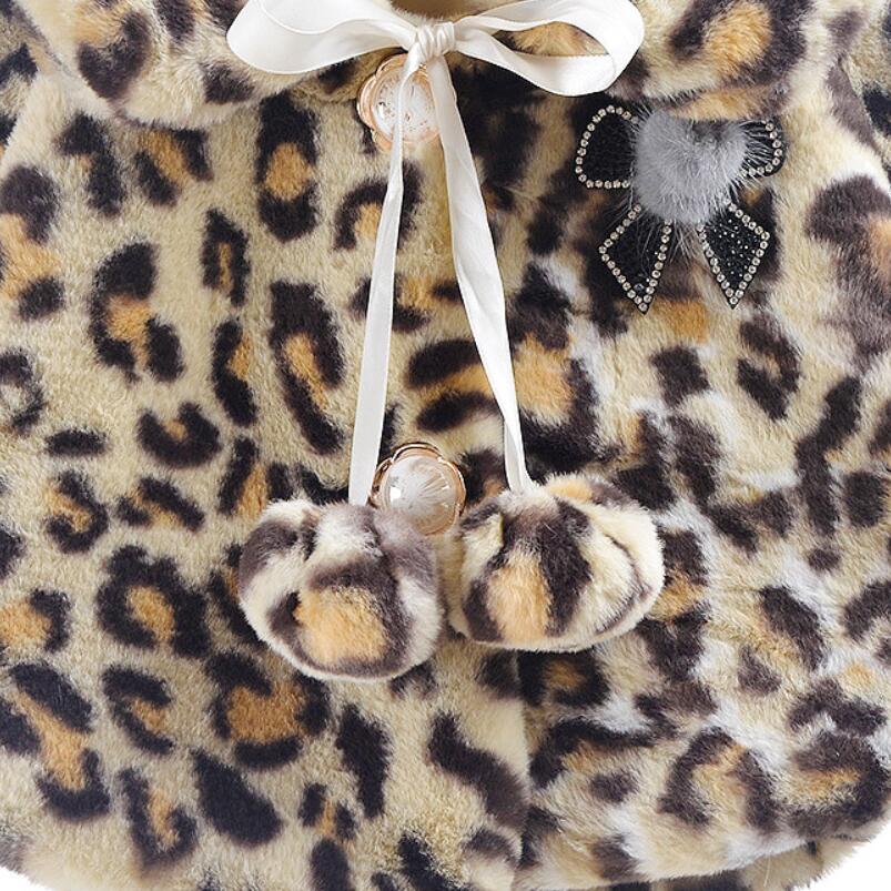 Päls fleece rockar för spädbarn flickor faller varma tjocka vinterkläder barn leopard ull ytterkläder flicka sjal barn kostym