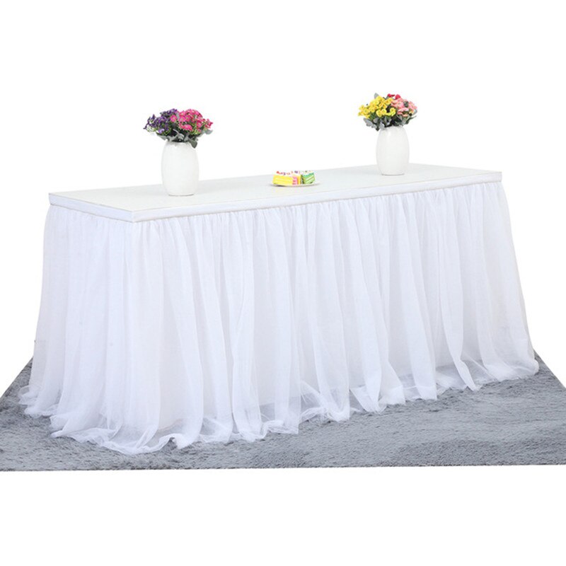 USA 6ft Wedding Tulle Tutu Table Skirt Party Birthday Festive Baby Shower Decor Bed Skirt Home Textile: White