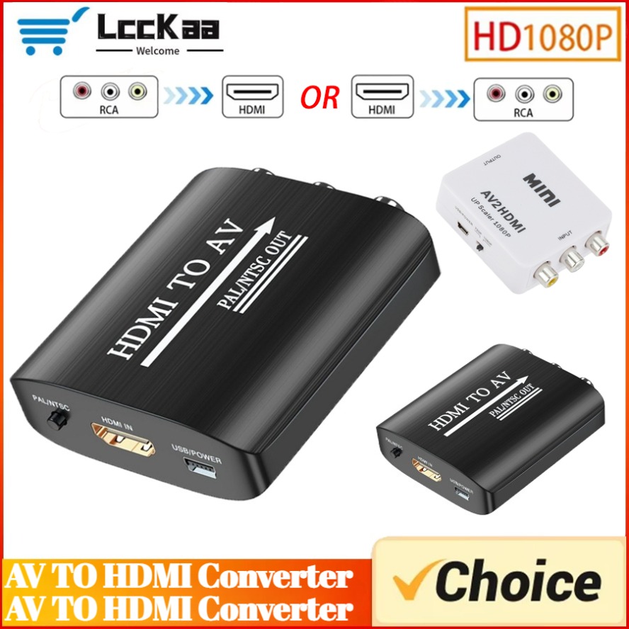 Adaptador HDMI a AV RCA CVSB L/R/, RCA CVSB L/R AV a HDMI, compatible con convertidor compuesto de vídeo HD 720/1080p con Cable USB