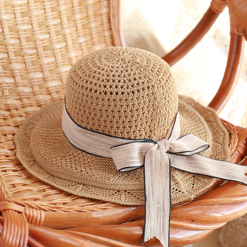 Sombrero plegable de ala ancha flexible para niña y mujer, gorro de punto de ganchillo, sombrero de playa para mujer, gorro de viaje con protección UV, sombrero de mujer