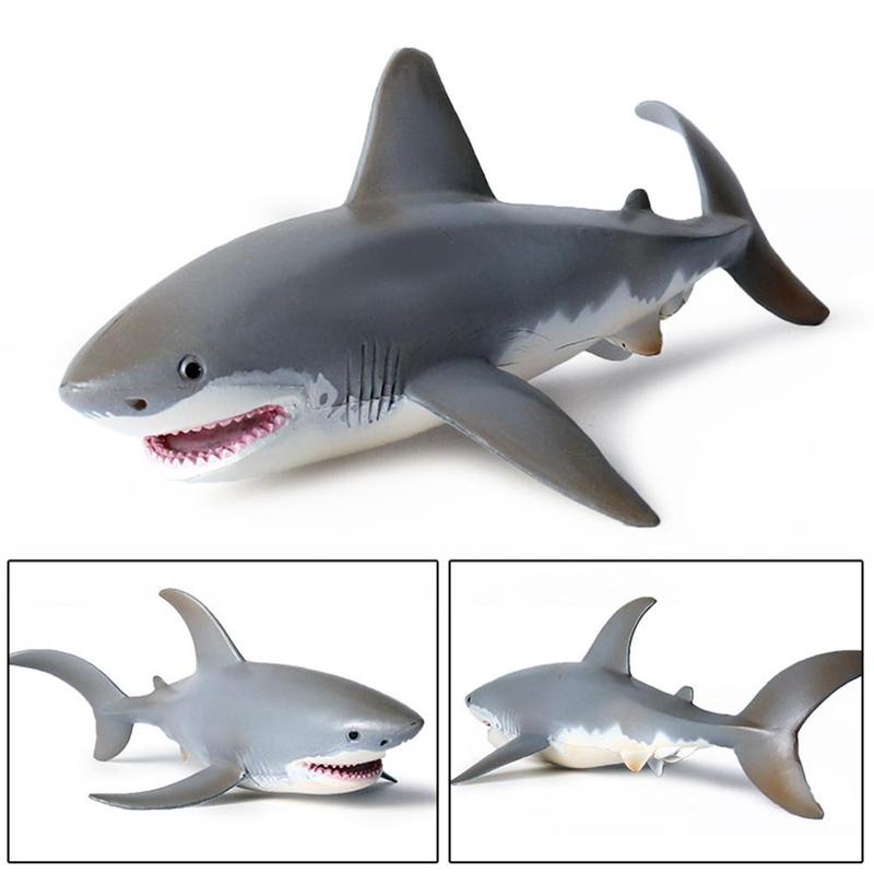 1 stk pvc simulation stor hvid haj statisk model legetøj ornamenter ocean world børnelegetøj
