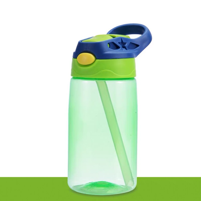 480ML Kids Water Cup Safe Baby Feeding Cups with Straws Leakproof Water Bottles Outdoor Portable Children&#39;s Cups: Green