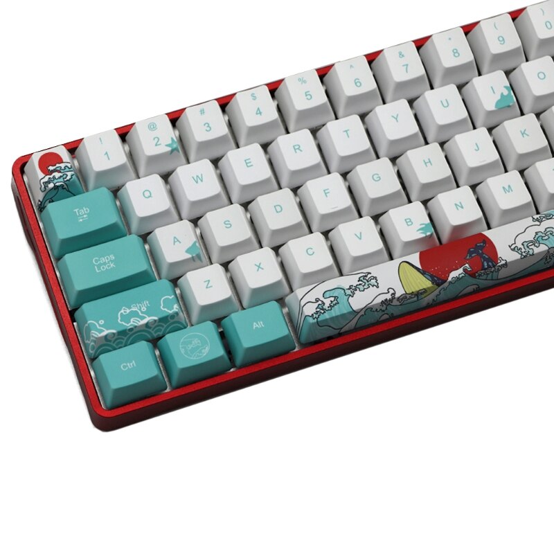 71 Keys Sea Coral Ukiyo-e Keycap Dye Sublimation OEM Profile for GH60 GK61 GK64