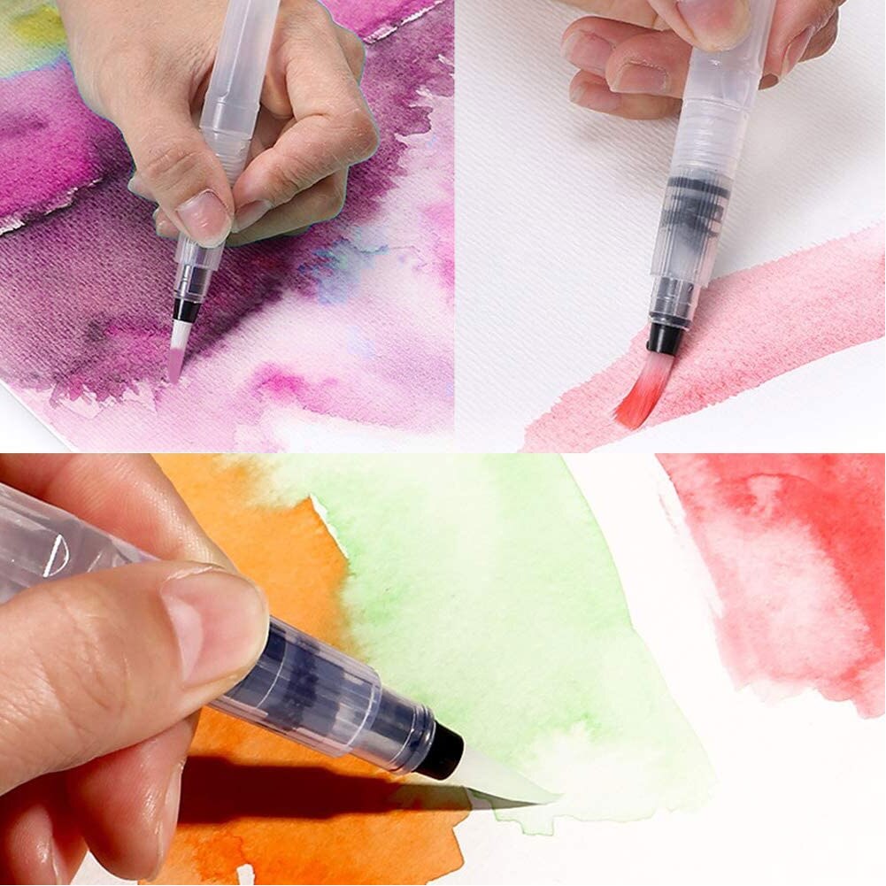 6 unids/set pincel de con depósito de agua para acuarela lápiz portátil cepillo de pintura de acuarela lápiz de tinta para pinceles para principiantes de dibujo y pintura arte suministros