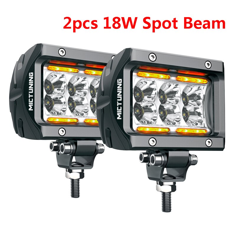 MICTUNING K1 RGBW LED Pods Light Atmosphere Light 4 Inch 18W Off Road Combo Driving Light With APP Control Box For Truck ATV UTV: 2PCS 18W Spot Light