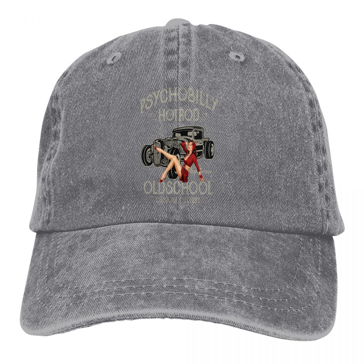 Psicobilly Hot Rod berretti da Baseball berretto con visiera Pin Up Girl Art Culture cappelli da sole per uomo: GRAY