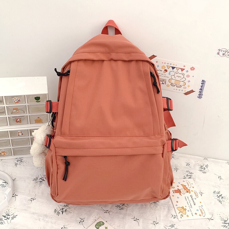 HOCODO Hochschule Schüler Damen Nette Rucksack Laptop Rucksack Freizeit Nylon Bagpack Schule Taschen Neue Reisetasche Für Teenager: Orange