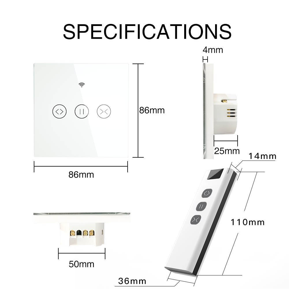 Smart Remote Home Electric Curtain Control WiFi Touch Switch Convenient for Electric Curtain Blind Shutter Voice Control