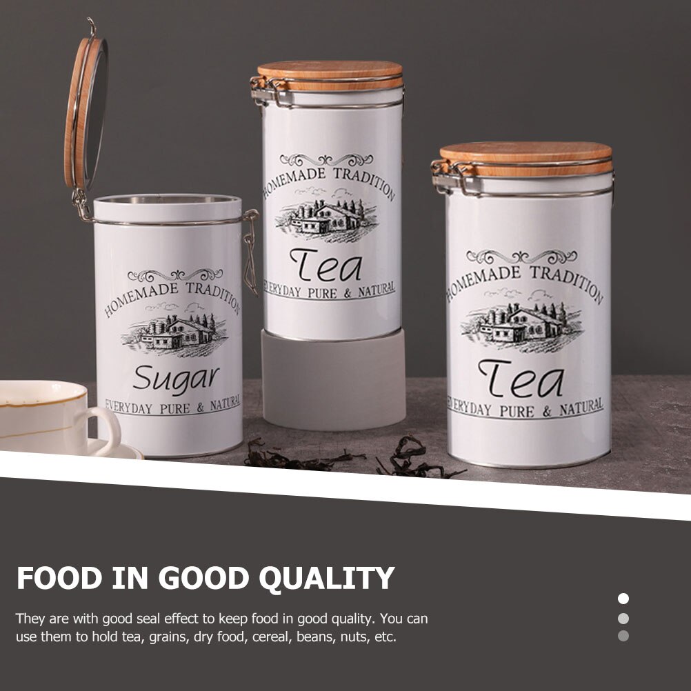 3Pcs Blik Opslag Potten Koffieboon Potten Verzegelde Thee Containers Suiker/Koffie/Thee Blikken Huis Keuken Opslag organizer