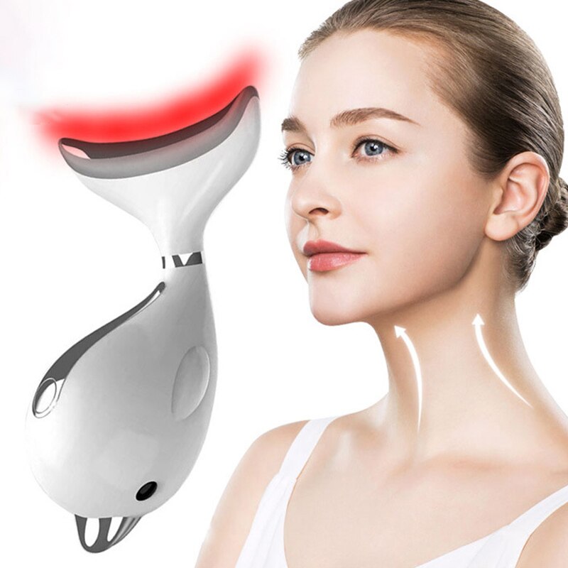 Led Facial Neck Massager Led Photon Therapie Verwarming Gezicht Ultrasone Hals Care Instrument Strakke Anti Rimpel Schoonheid Instrument