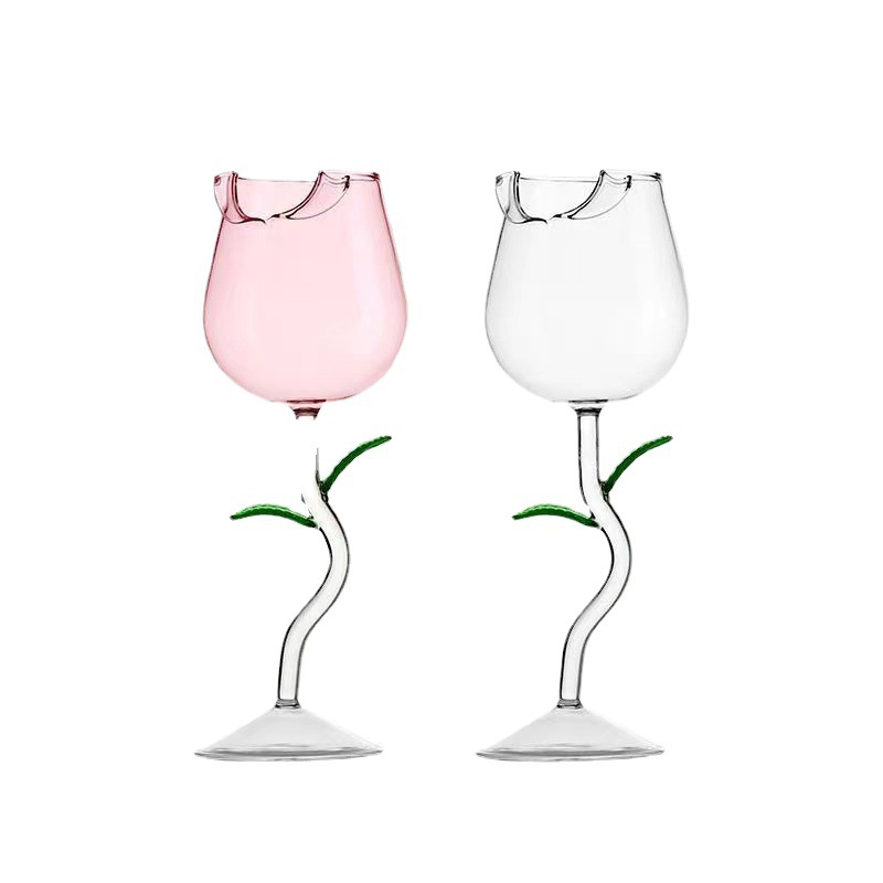 Copas de vino tinto en forma de rosa, copa de vino con forma de rosa de colores, 150/400ml, copa de cóctel