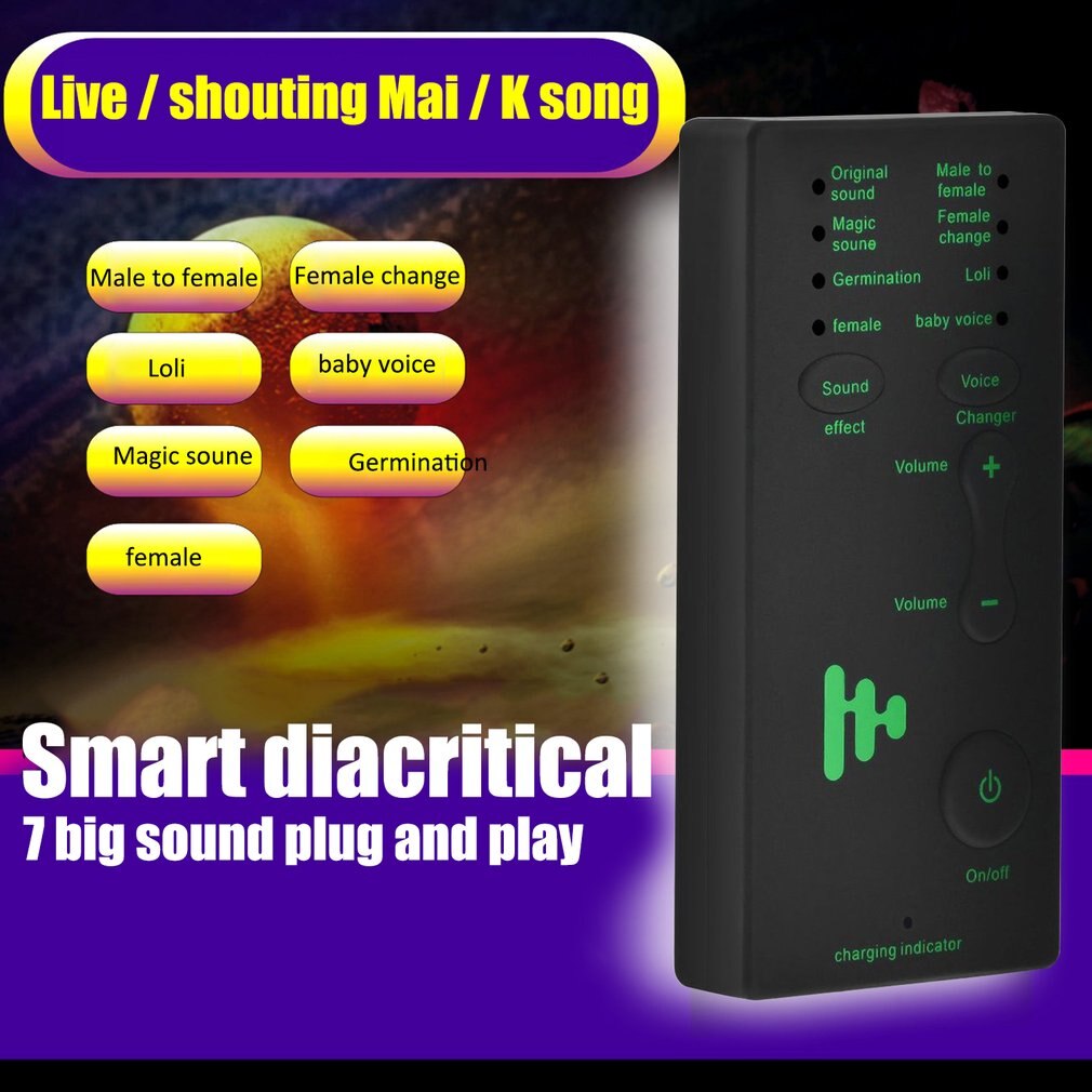 Mini Wireless 7 Multi Voice Changer Microphone Disguiser Multifunctional Onomatophone To Male/Female/Girl/Robot For PC Phone