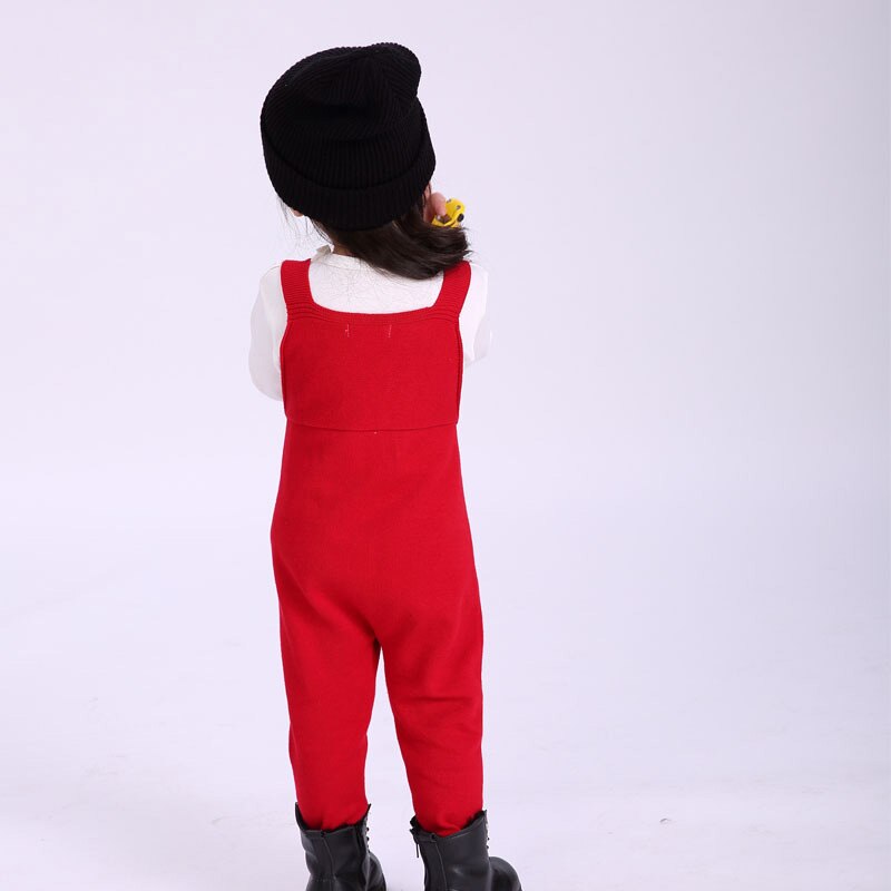 2019 nyfødte småbørn børn baby drenge piger strikkede overalls strop bukser jumpsuit outfits ærmeløs lomme baby dreng pige bukser
