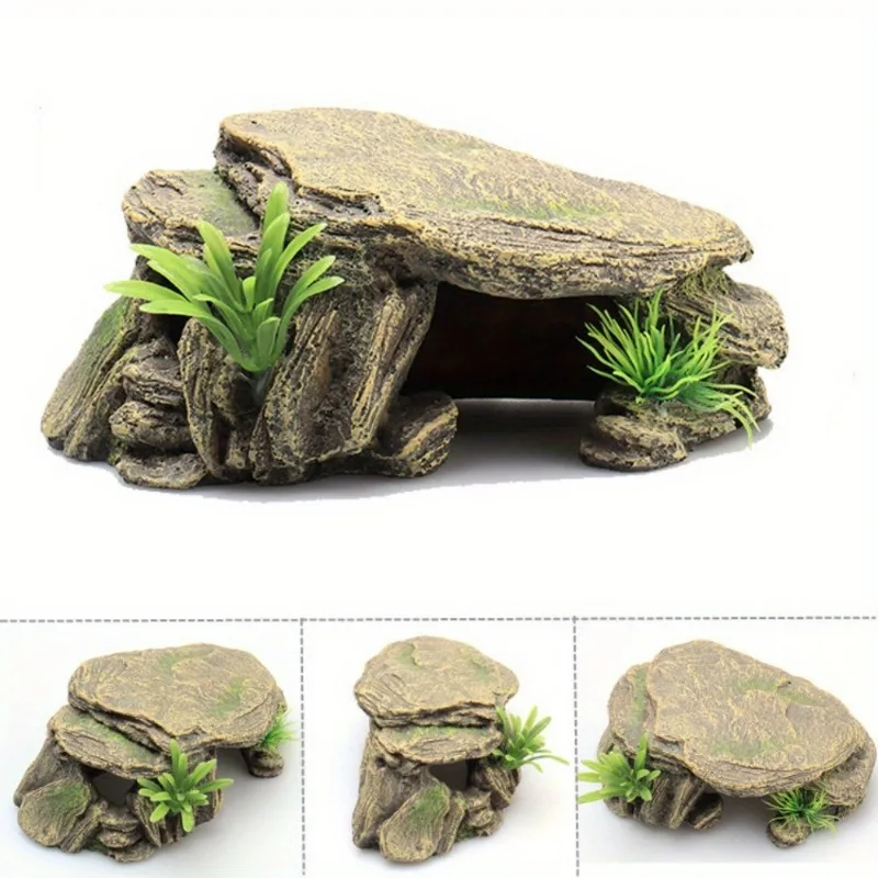 1pc akvarium skilpadde akvarium dekorasjon terrasse kunstig ly dekor ornament reptil hvile til fisk terrapiner frosker skilpadder