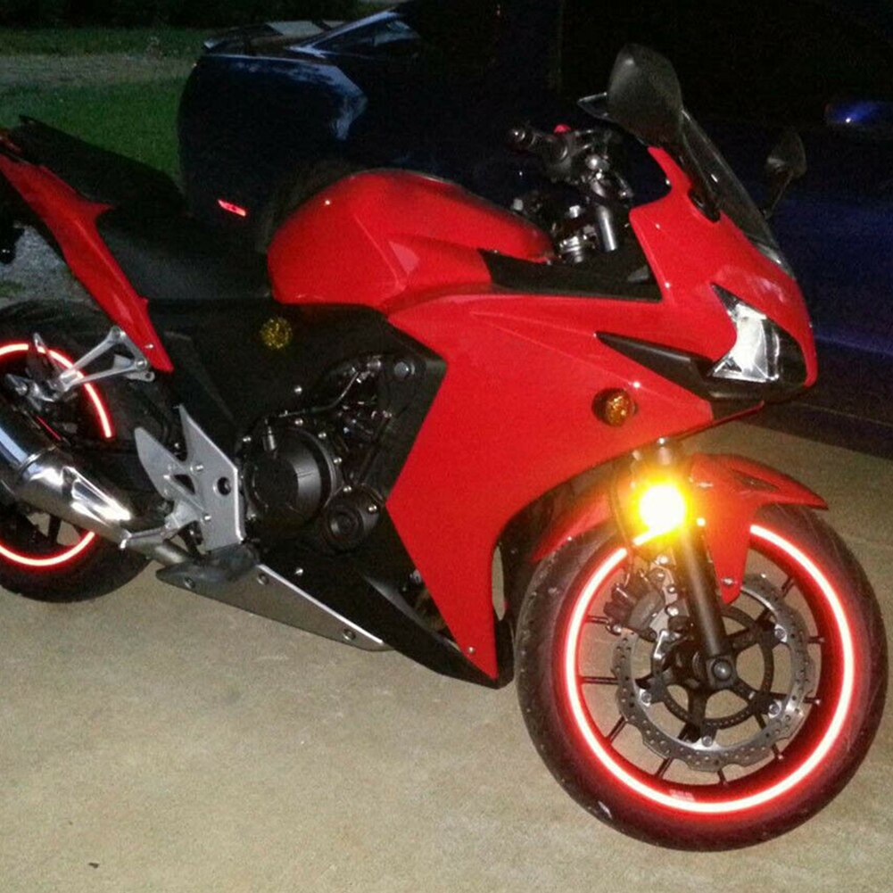 20 Strips Red Reflective Motorcycle Car Rim Stripe Wheel Decal Tape Sticker Ring Viny Material High
