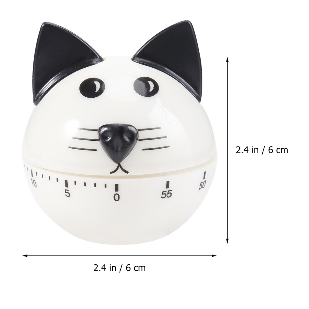 1Pc Adorable Cat Shaped Timer Kitchen Timer Household Reminder Black And White