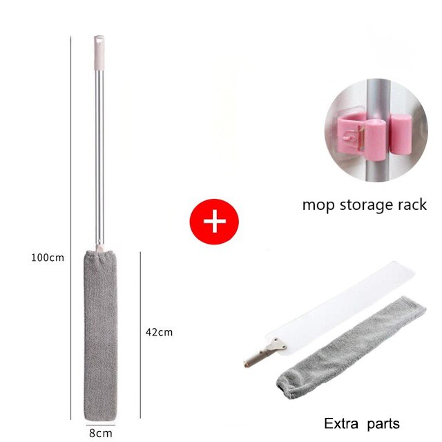 Cleaning Duster Retractable Gap Dust cleaner Brush for Household Bed Bottom Gap Clean Hand Duster with Extension Pole: Not adjustable set