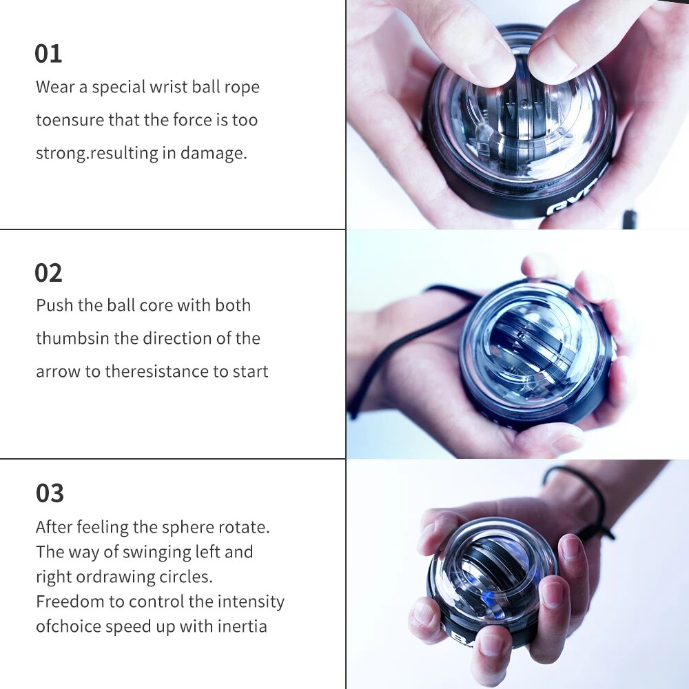 LED Handgelenk Energie Trainer Ball Selbststartende Kreisel Handgelenk Hand Ball Arm Hand Muskel Kraft Fitness ÜSpund Ausrügestochen Stärker